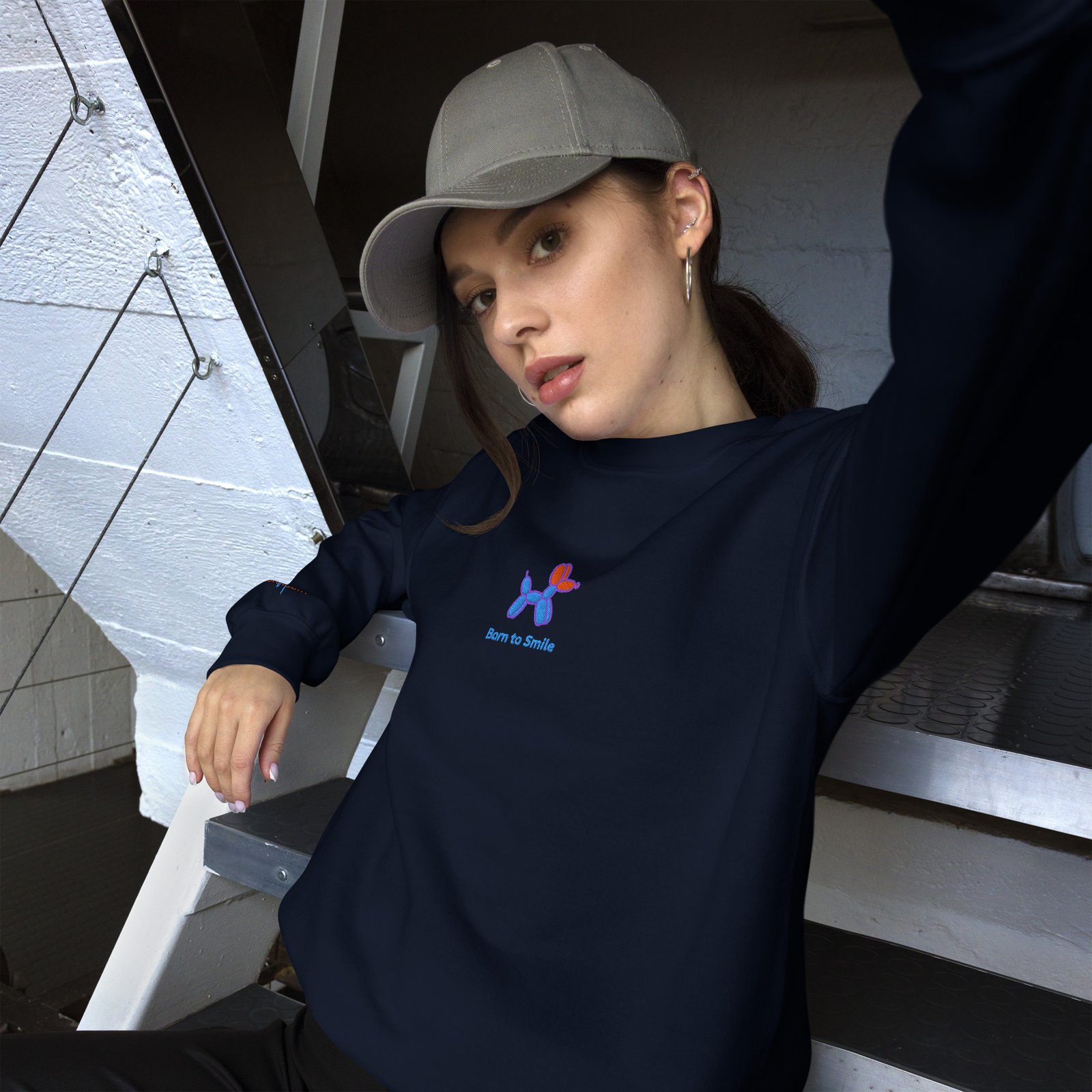 SUDADERA PERRO GLOBO AZUL BORN TO SMILE - Imagen 3